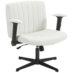 Office chair with cross back, without casters, cream white