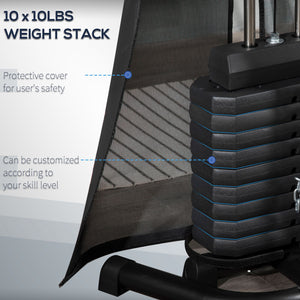 Multi-function equipment with 100 lb weight stack