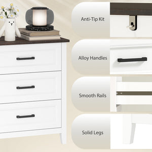 3-drawer chest for bedroom, white