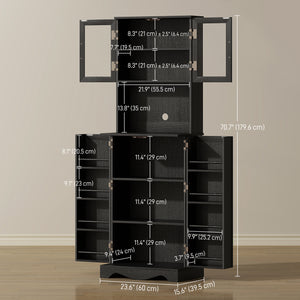 Storage unit with 8 shelves, black