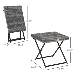 Folding rattan coffee table, grey