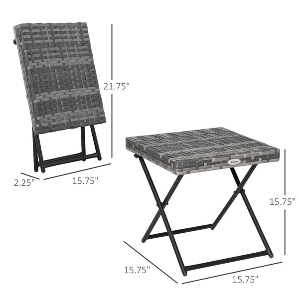 Folding rattan coffee table, grey