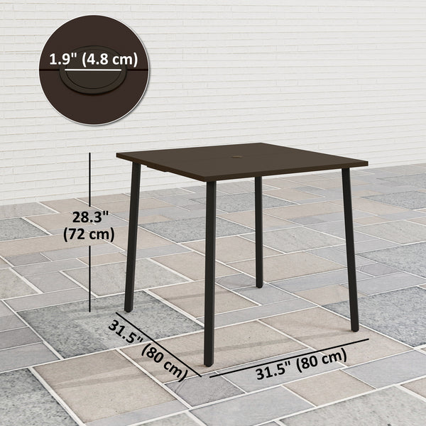 Garden table with parasol hole, brown