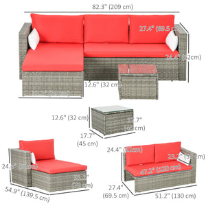 Modern 3-piece rattan sofa set