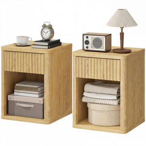 Ensemble de 2 tables de chevet modernes, couleur chêne