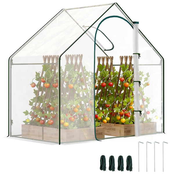 Garden greenhouse with door and window, transparent