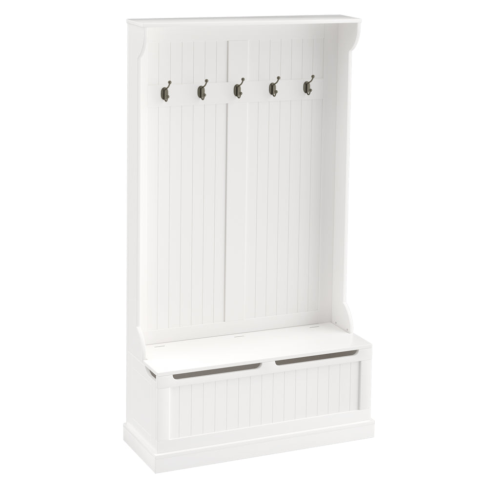 3-in-1 Hallway Unit with Coat Rack, White