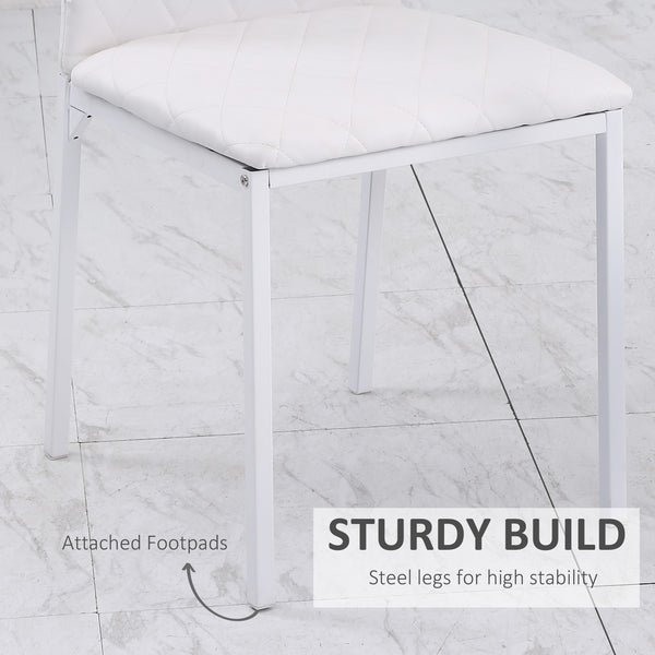 Set of 4 Modern White Faux Leather Upholstered Dining Chairs