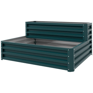 Galvanized 2-tier raised planter, green