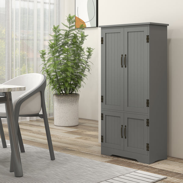 4-Door Multi-Tier Pantry, Gray