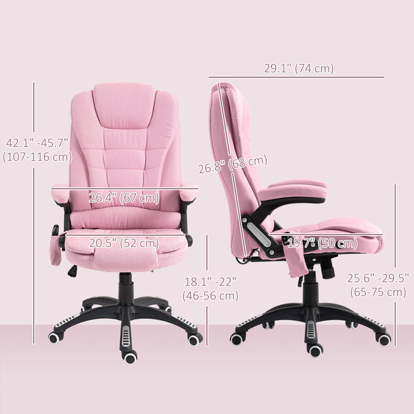 Office chair with 6 vibrating massage points, pink