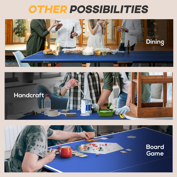 9' x 5' Folding Ping Pong Table with Paddles and Balls, Blue