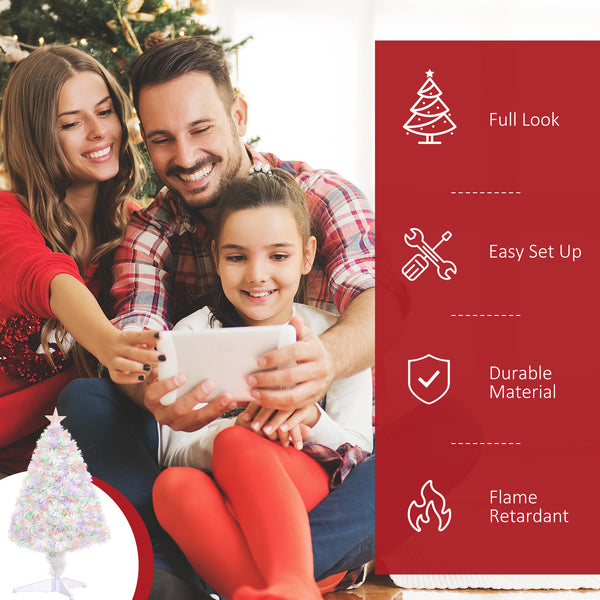 2.5ft Pre-Lit White Artificial Christmas Tree with Fiber Optics