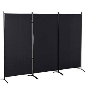 3-panel double-hinged room divider, black