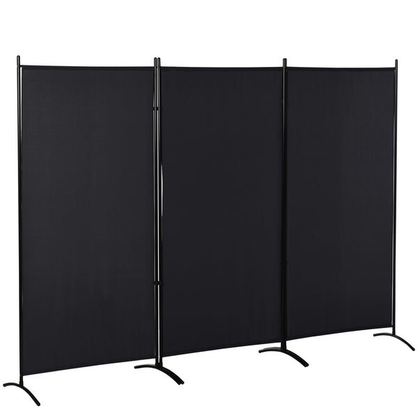 3-panel double-hinged room divider, black