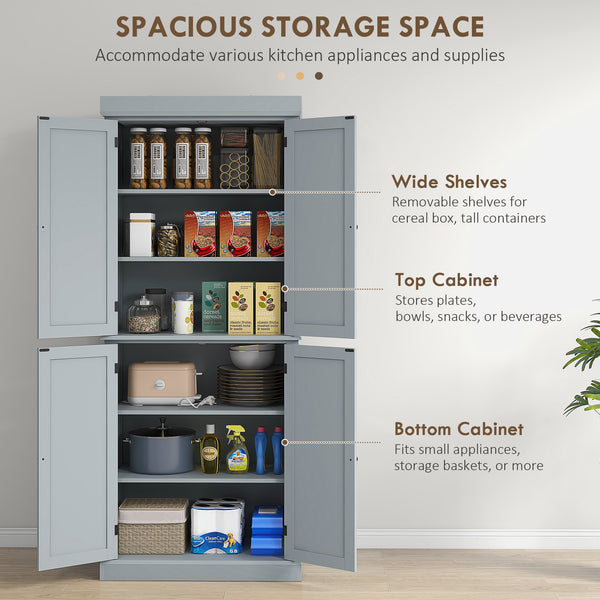 Kitchen cabinet with 4 doors, gray