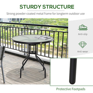 Round bistro table with tempered glass top