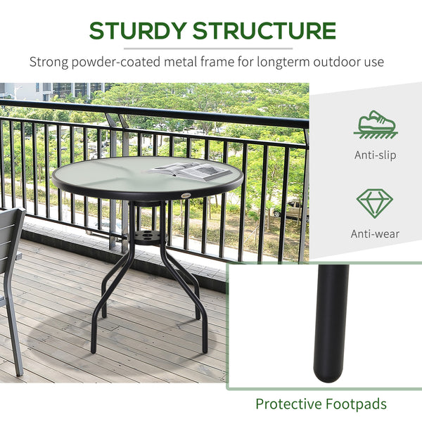 Round bistro table with tempered glass top