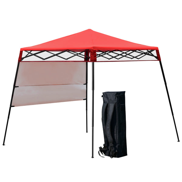 7 x 7 Folding Garden Canopy with Backpack and Adjustable Feet, Red and Black