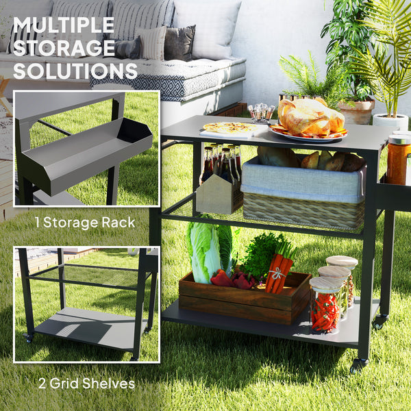 3-tier garden trolley with storage rack