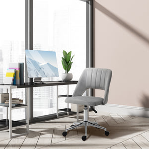 Grey velvet mid-back office chair