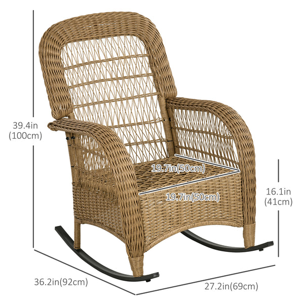 Rattan rocking chair with cushion, light grey