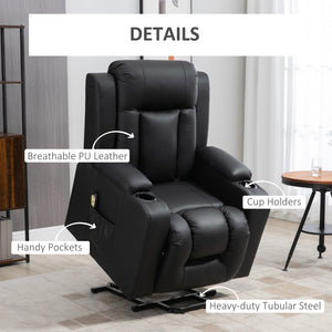 PU Leather Electric Recliner Lift Chair with Footrest, Black