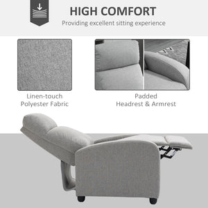 Manual Fabric Recliner for Home Theater, Light Gray