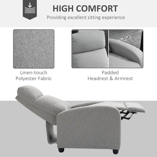 Manual Fabric Recliner for Home Theater, Light Gray