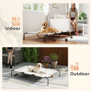 Elevated dog bed with breathable mesh, beige