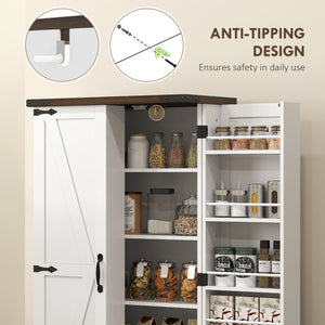 Country Style Pantry with Adjustable Shelves, White