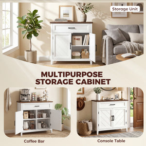 Modern Farmhouse Buffet Cabinet with Adjustable Shelf, Storage & 2 Doors
