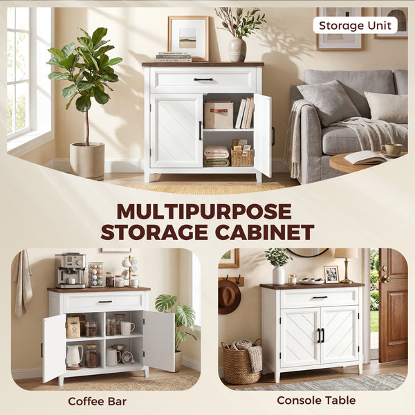 Modern Farmhouse Buffet Cabinet with Adjustable Shelf, Storage & 2 Doors