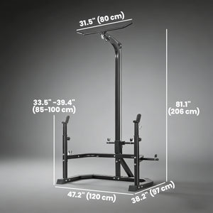 Soozier Cable Machine, Multi-Function Bench Press Rack with Weight Plate Holders, Lat-Pull Down System, Black