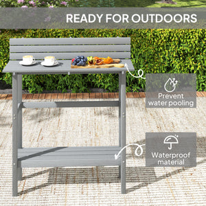 Rectangular outdoor bar table with integrated footrest, grey
