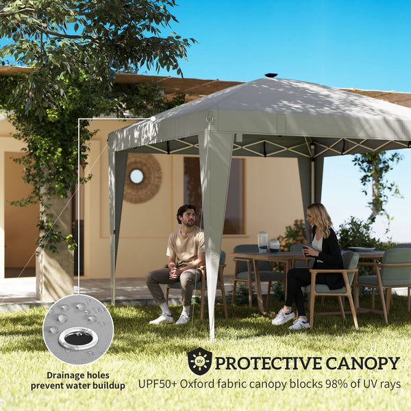 10 x 10 Pop-Up Canopy with Center Light, UPF 50+ Protection, Remote Control, Light Gray