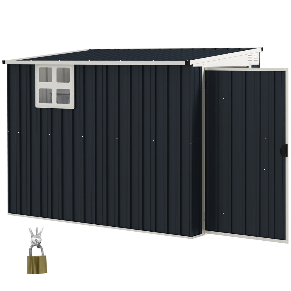 Metal garden shed with window, 2 vents and lockable door
