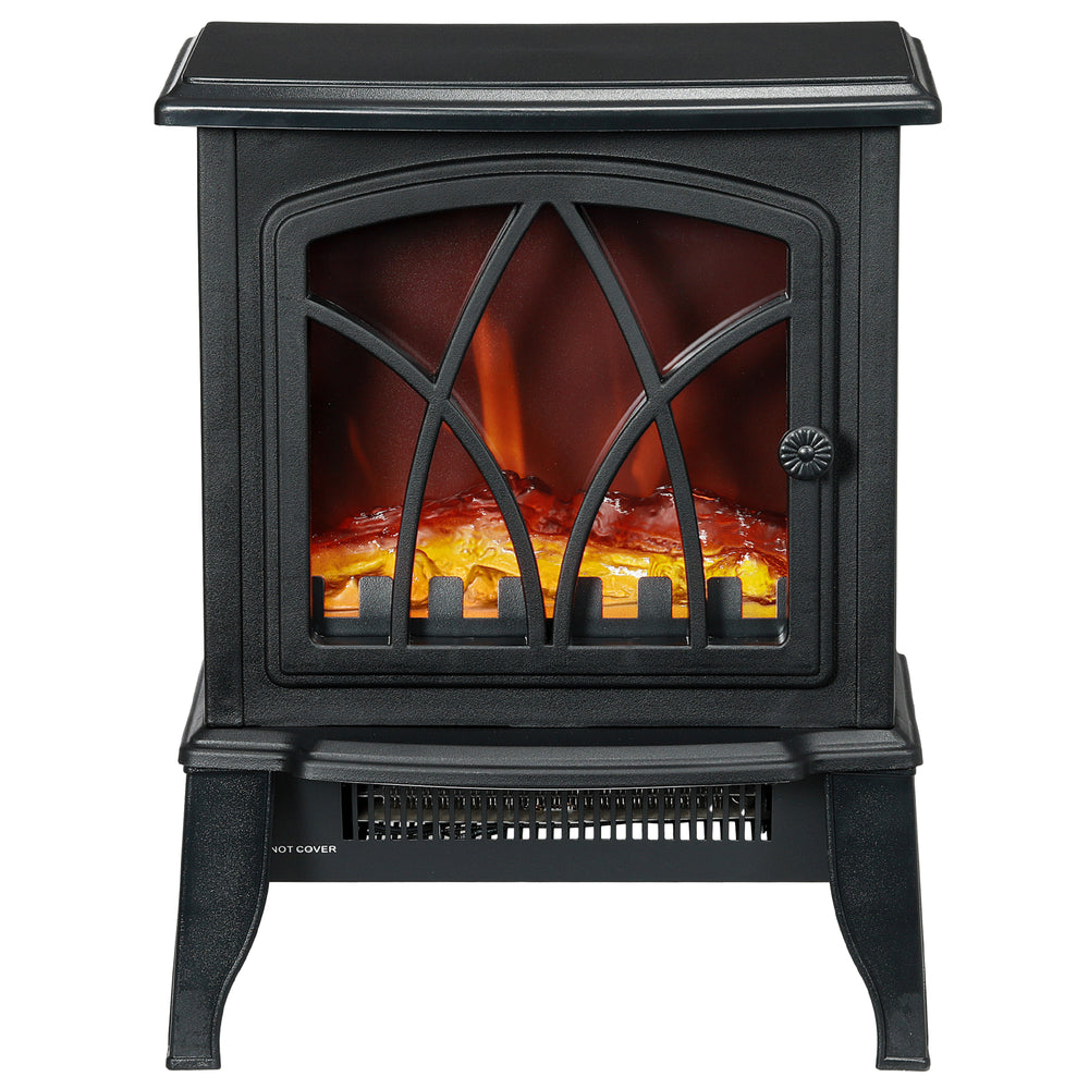 750W/1500W Black Electric Fireplace Stove