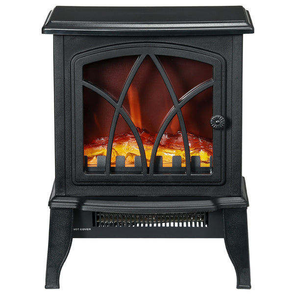 750W/1500W Black Electric Fireplace Stove