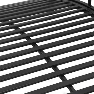 Classic garden bridge with safety railings, black