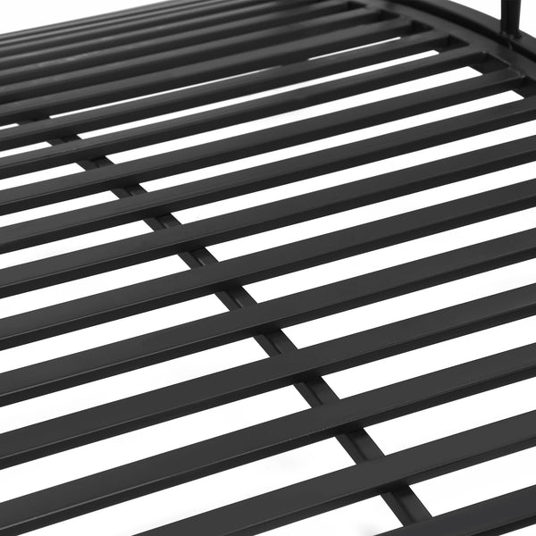 Classic garden bridge with safety railings, black