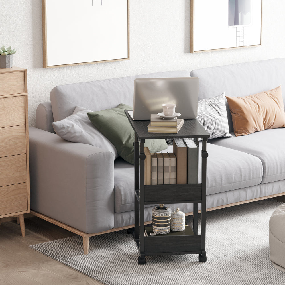 Height Adjustable Mobile Standing Desk with Casters, Black