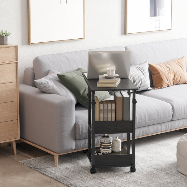 Height Adjustable Mobile Standing Desk with Casters, Black