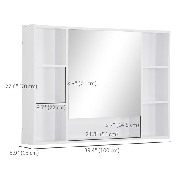 Wall-mounted medicine cabinet with single mirrored door, shelves and storage cupboard, white