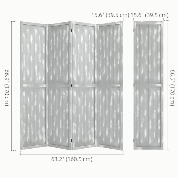Folding room divider screen, gray