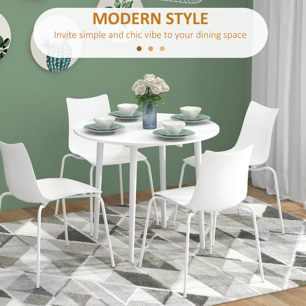 Round drop-leaf kitchen table for small spaces, aged white