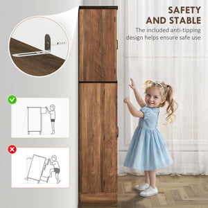 Tall brown wood-effect pantry cabinet with 10 shelves and 8 spice racks