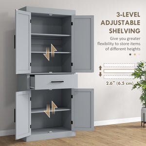 Country Style Pantry with 4 Barn Doors, Gray