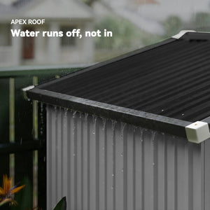 Metal garden shed, 1.98 m x 1.22 m, with lockable double door and 4 vents, silver-white.