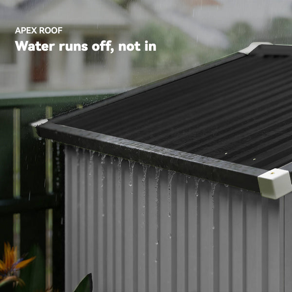 Metal garden shed, 1.98 m x 1.22 m, with lockable double door and 4 vents, silver-white.